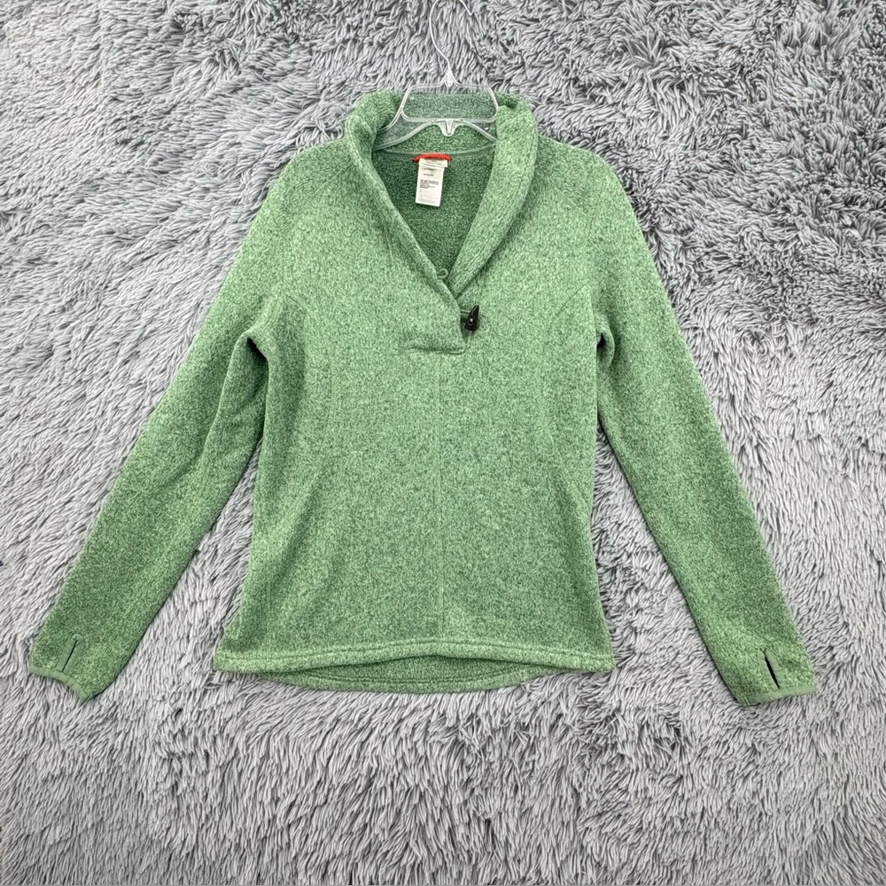 North Face Pullover Womens Medium Shawl Collar Crescent Ridge Fleece Green